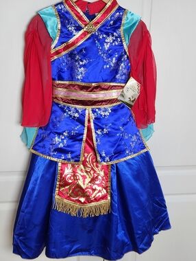 Disney Princess Mulan Deluxe Anniversary Girls Dress Size 7/8 NWT Halloween NOTE